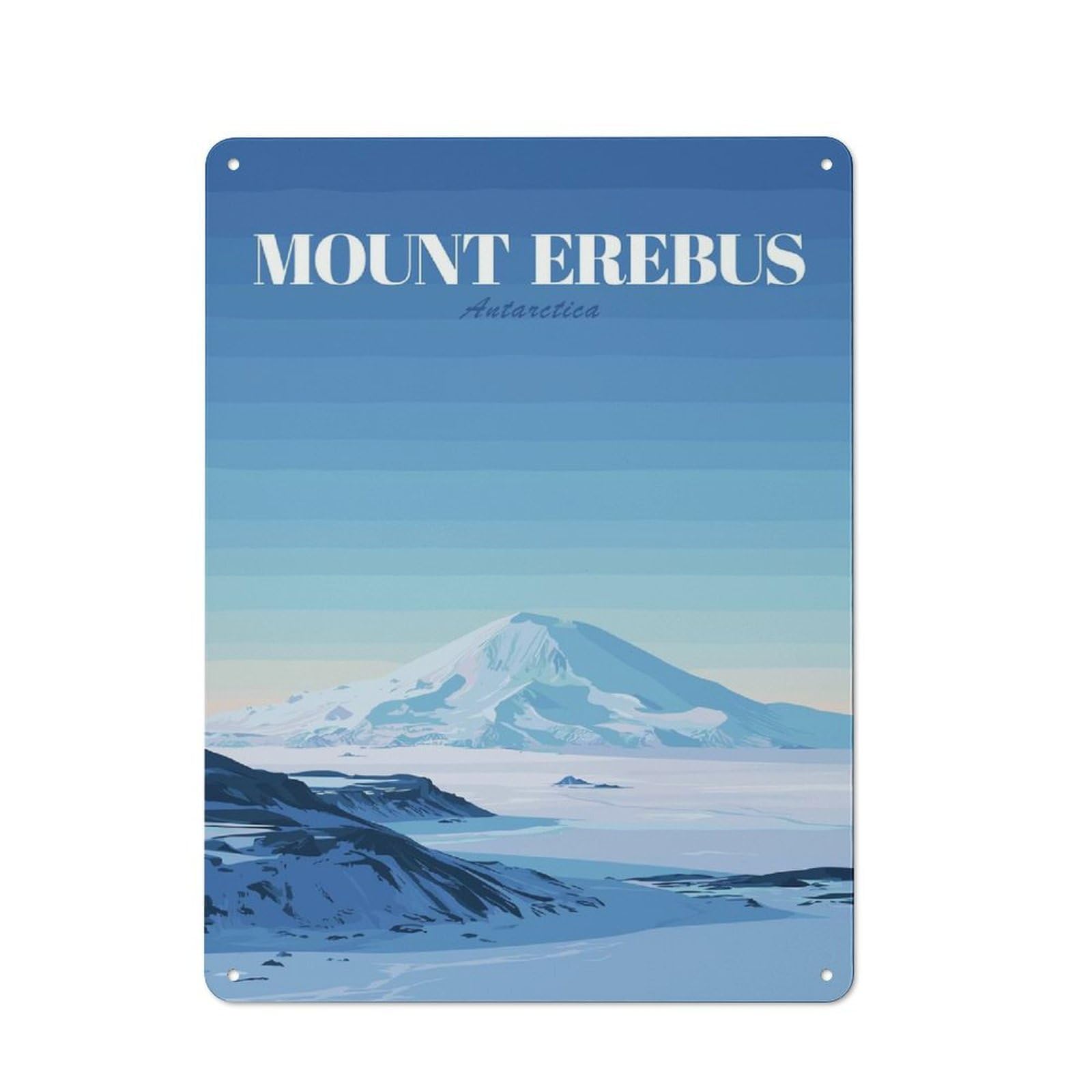 Junmoney Style-2 Mount Erebus Antarctica Rustic Metal Plaque 40X30cm For Living Room Or Hallway, For Garage, Workshop And Man Cave Decoration