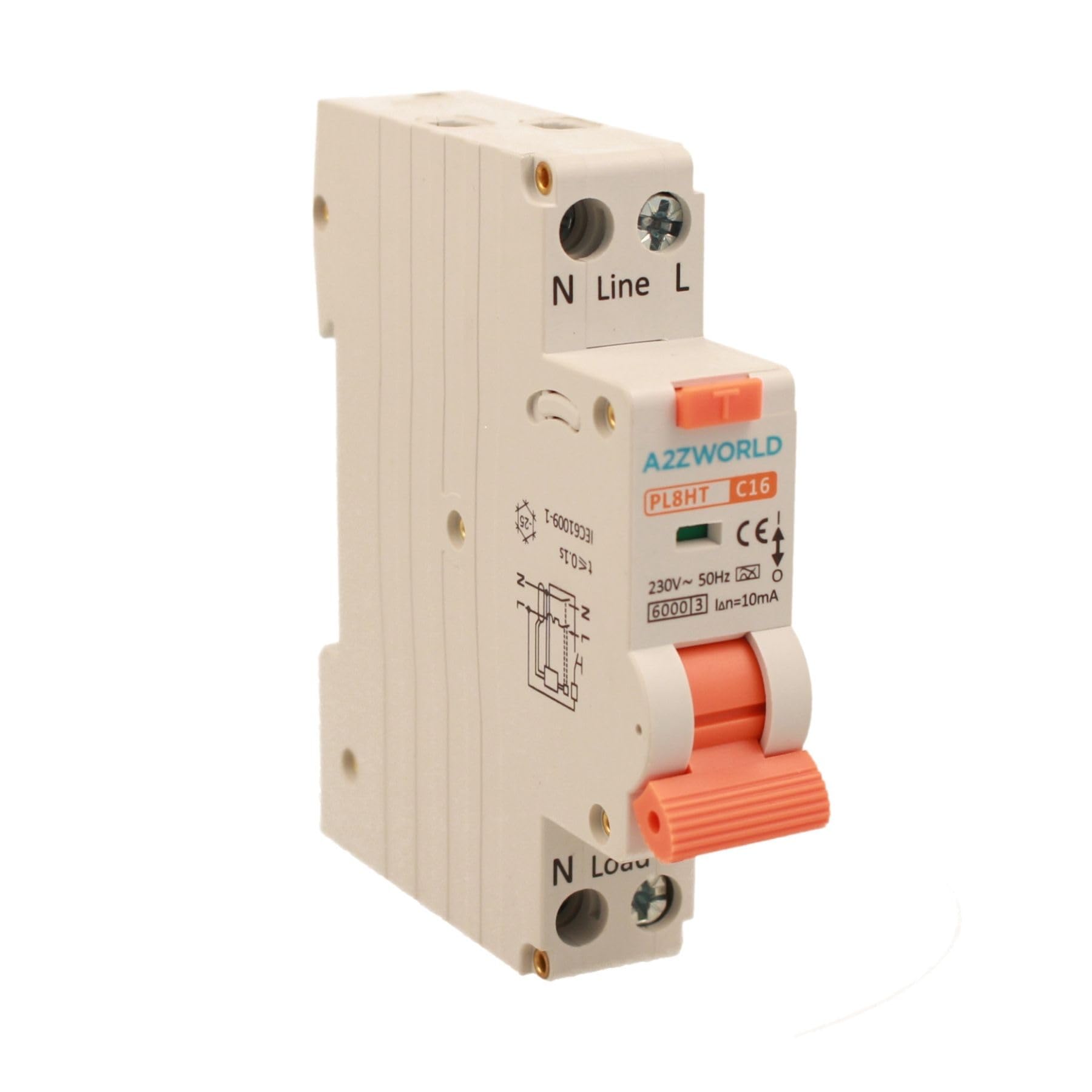 Interruttore Differenziale Magnetotermico 10mA Per Zone Umide, 16A C16, RCBO Tipo A Curva C, 1 Modulo DIN, 1P+N 6kA 220V, Serie PL8HT Professionale