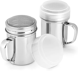 Accmor 2 Pack Powdered Sugar Shaker Duster, Cinnamon Shaker Flour Sifter, Fine Mesh Stainless Steel Dredge for Baking Soda Flour Cinnamon Cocoa