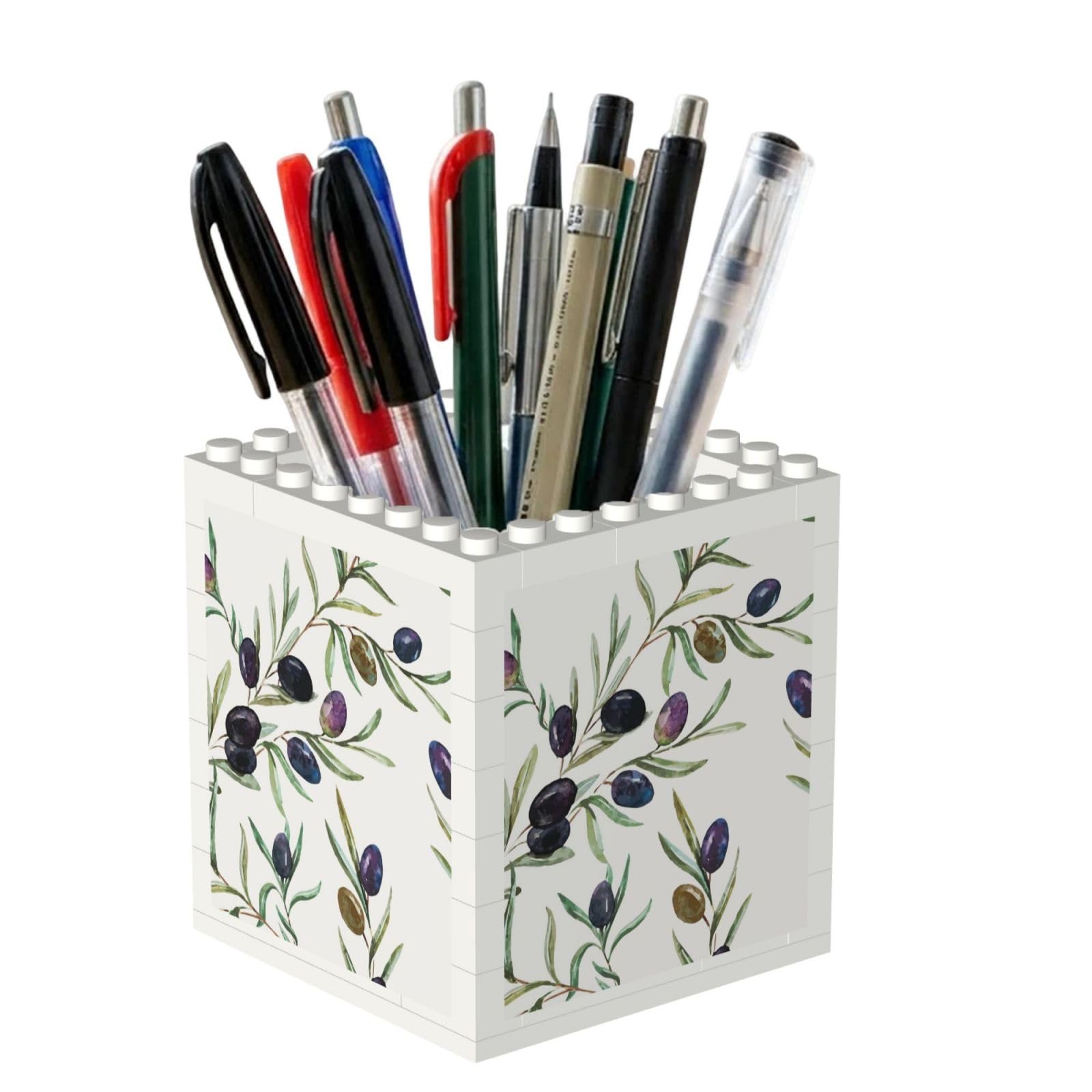 Poadnly Watercolor Olive, Pen Pot Pencil Holder for Office Home School, Compact Desk Organiser for Office Stationery