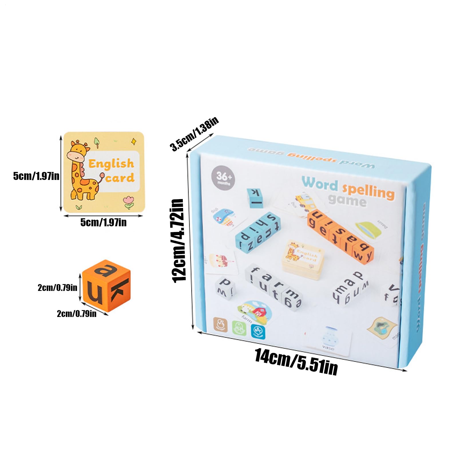 Word Spelling Games, 20 Wooden Alphabet Blocks with 54 Flash Cards, 14x12cm, Matching Letter Game for Kids, Preschool Learning Activities Toys, Educational and Engaging, for Kids — view 5