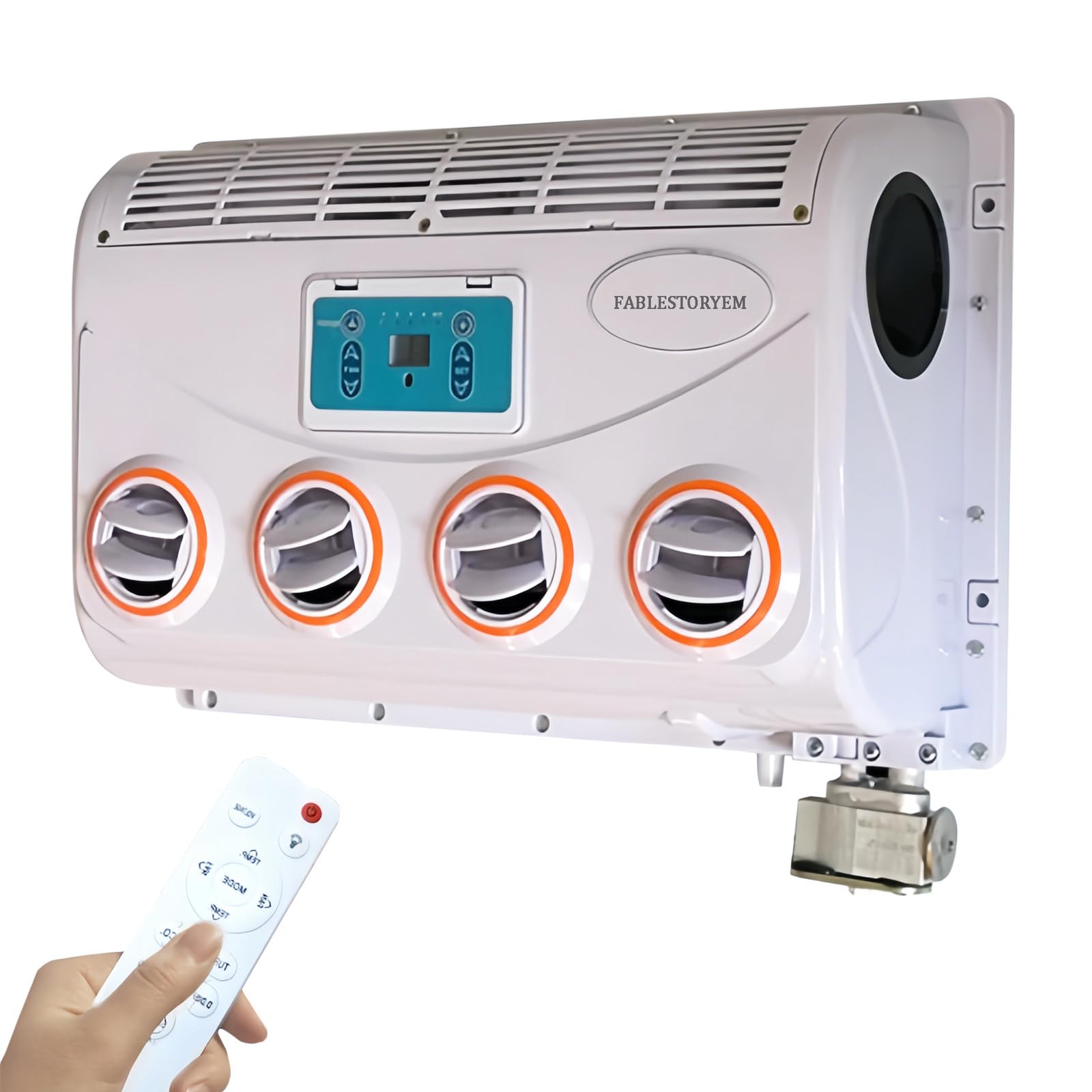 12V/24V DC Mini Air Conditioner for Motorhome, Evaporator Set for Car, Caravan Roof Fan Set, for Truck, RV, Bus and More, with Remote Control, 24V