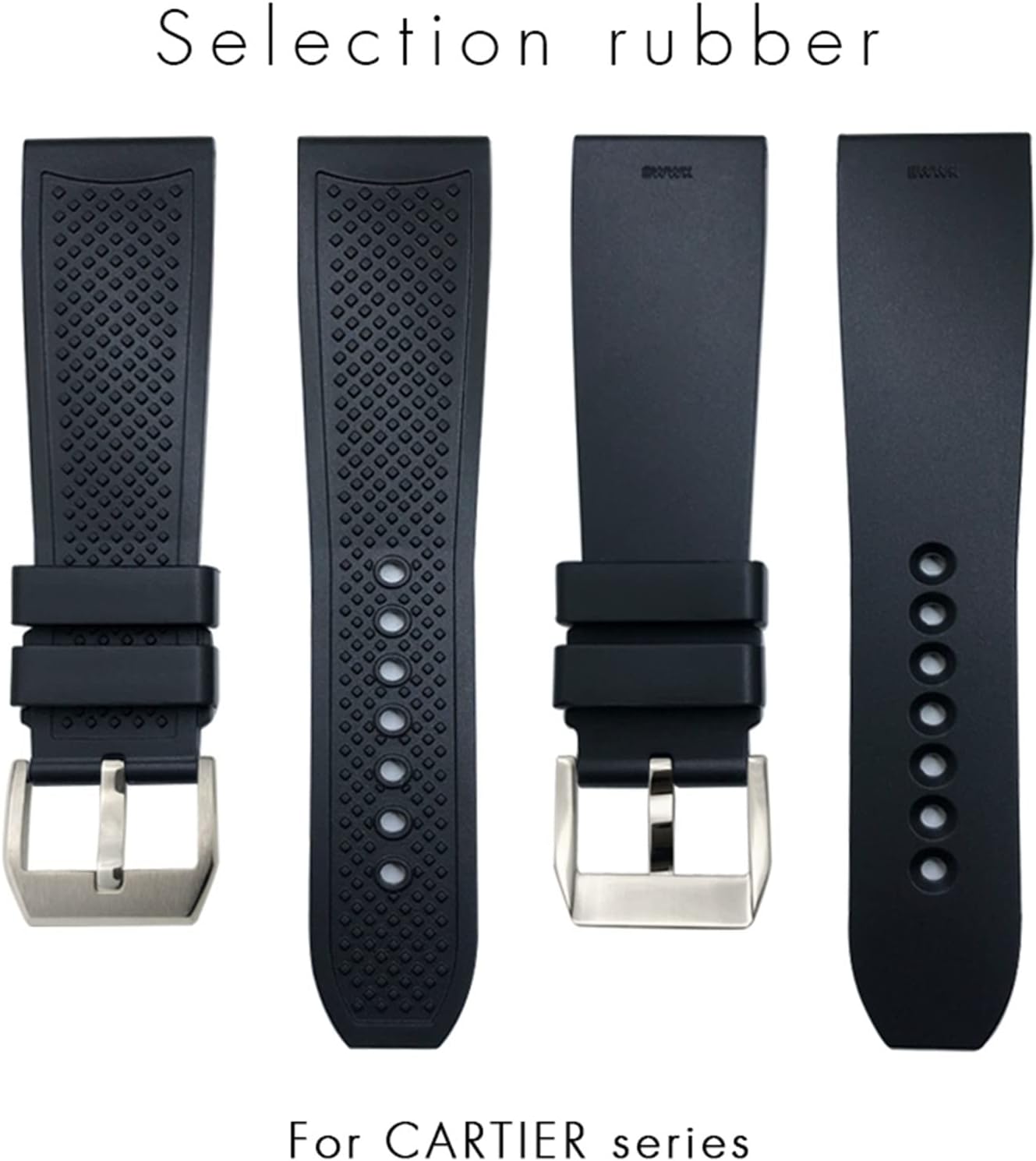 23mm Rubber Watchbands 24mm For CALIBRE DE CARTIER TANK SOLO SANTOS DE Waterproof Silicone Watch Strap