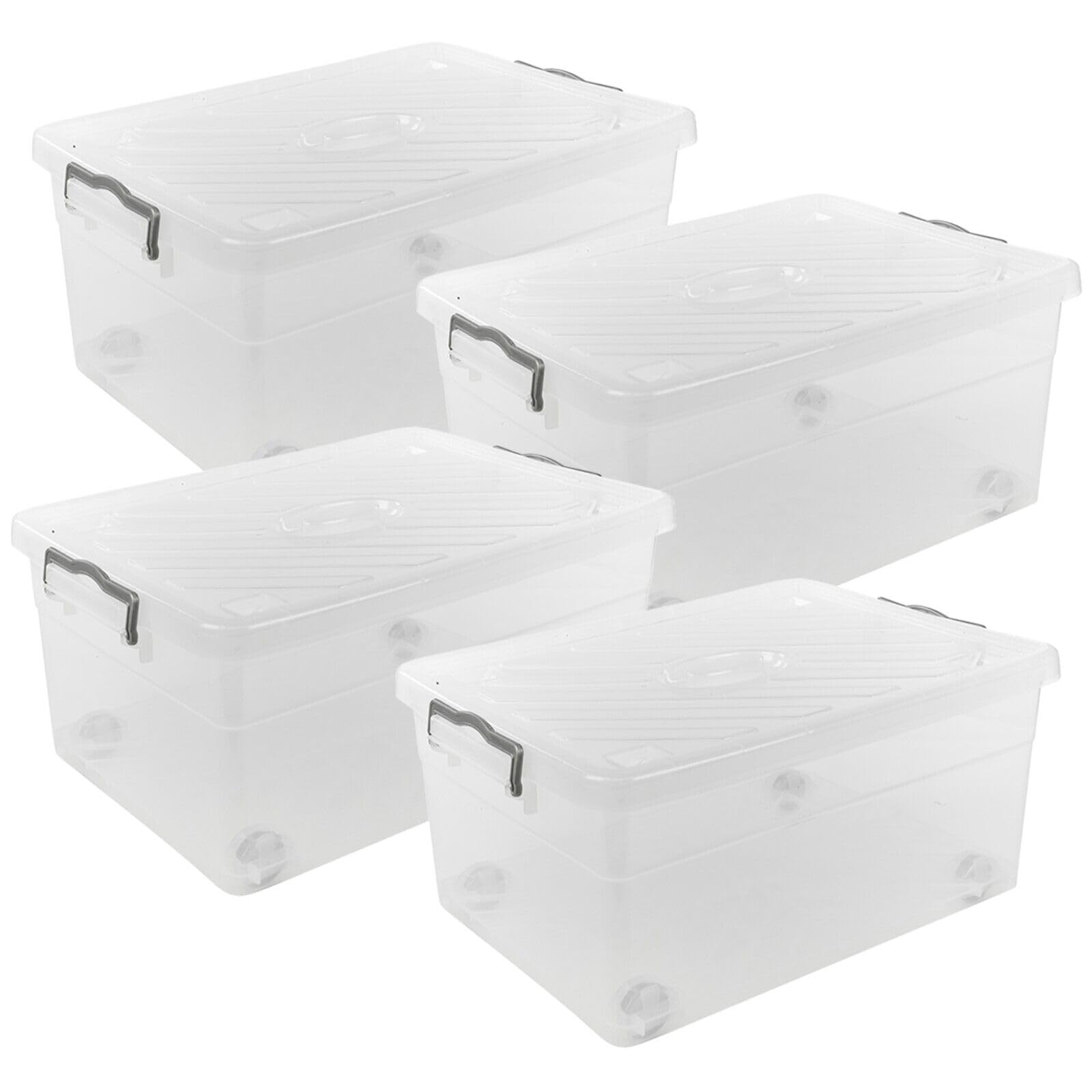 Urbnliving Clear 40L Plastic Stackable Airtight Storage Box Clip Lock Lid On 4 Wheels
