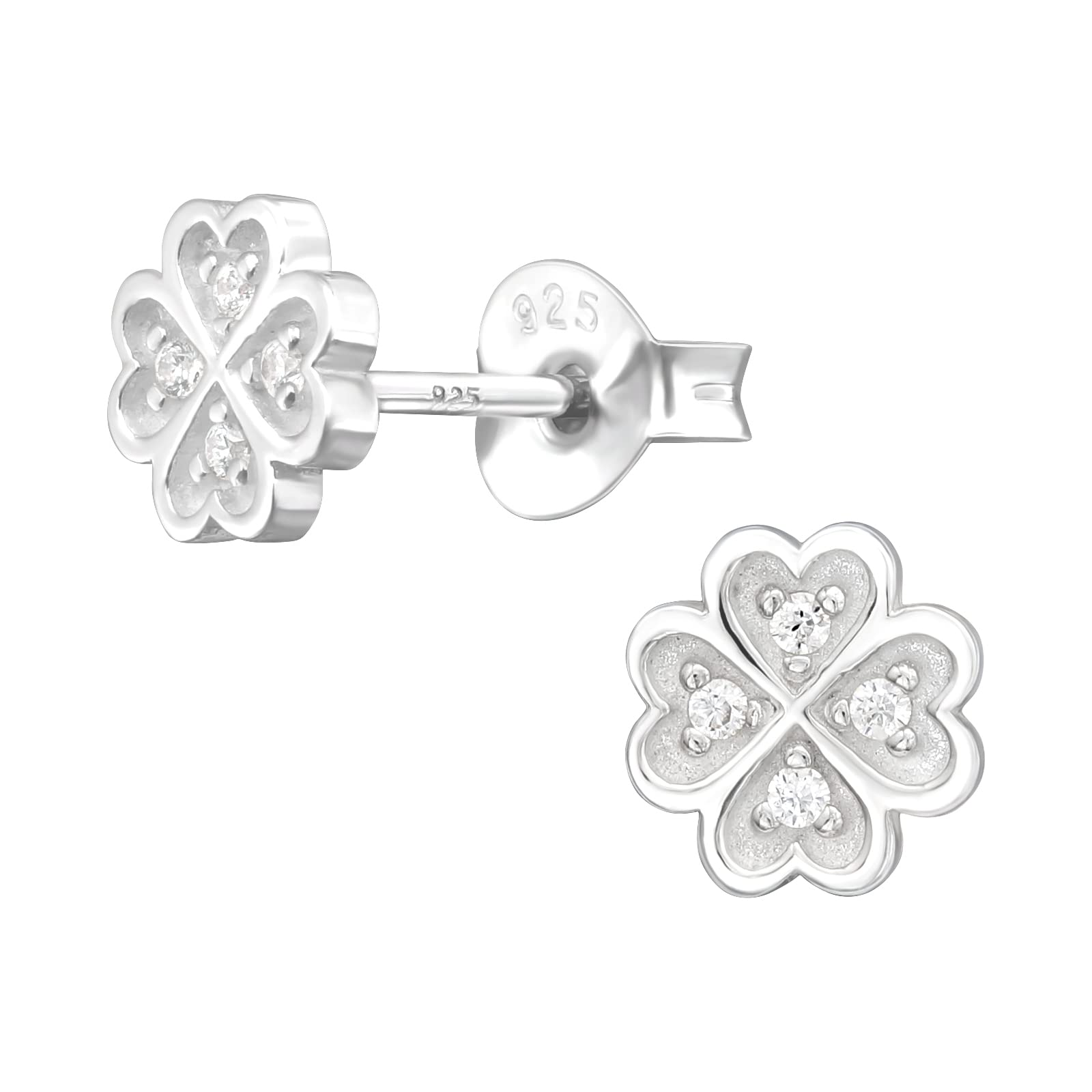ORECCHINI CERCHI QUADRIFOGLIO MABINA IN ARGENTO