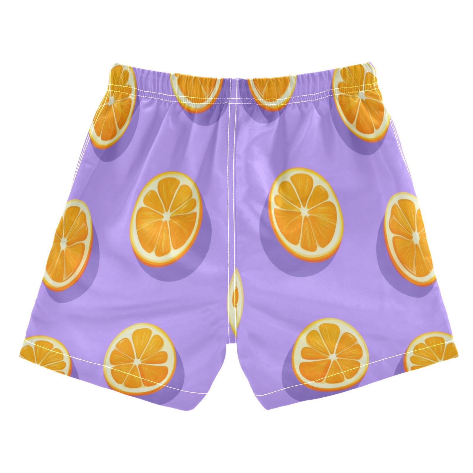 Jucciaco Boys Beach Board Shorts Lemon Purple Fruit Quick Dry Swim Trunk Swimwear for Kids