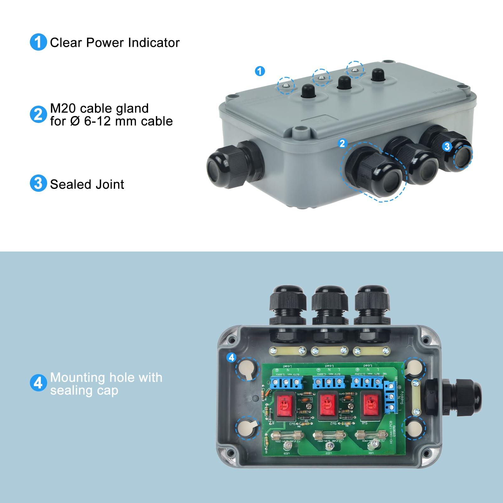 Switch 保体　グレー Nineleaf 3-Way Garden Switch Box, 15A Outdoor Switch Boxes with