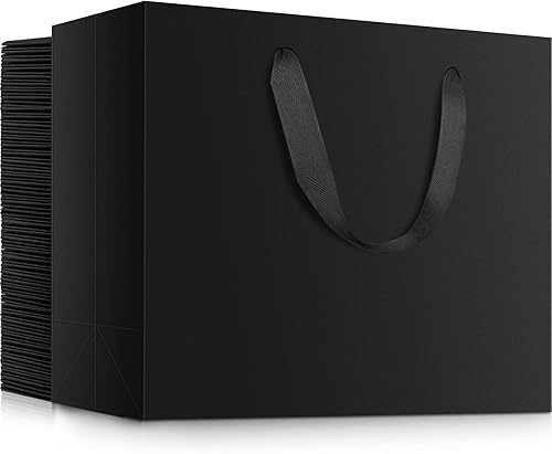 Miniatura 8 de EUSOAR Bolsas de regalo rosas extra grandes, paquete de 12 bolsas de compras de 16 x 6 x 12 pulgadas con asas a granel, bolsas de envoltura al por