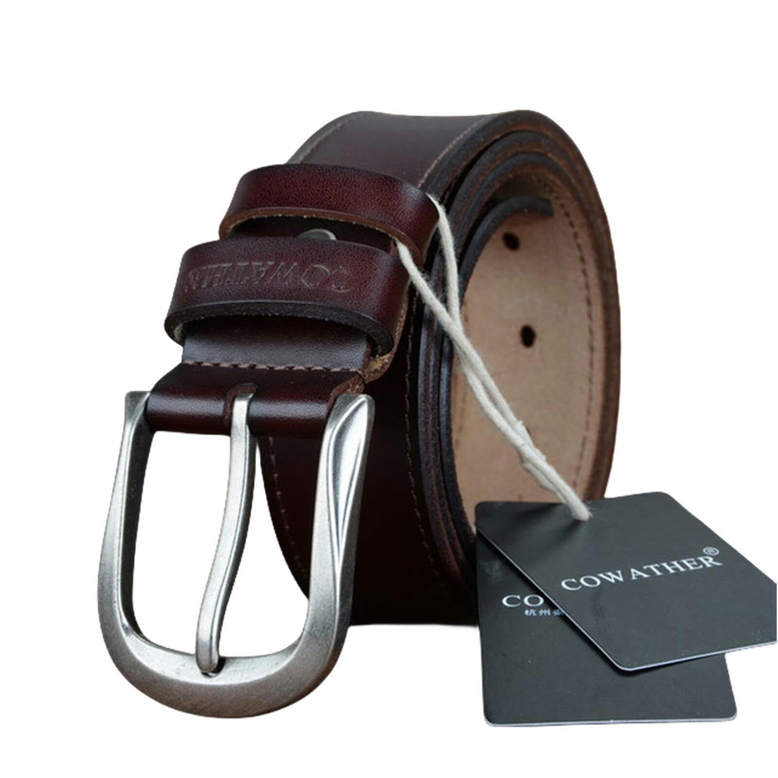 TsoLay Cintura di Cuoio Cintura da Uomo con Fibbia per Perno di Moda, Cintura in Pelle retrò A Tre Colori Maschile, Cintura per Jeans A Cintura di Business