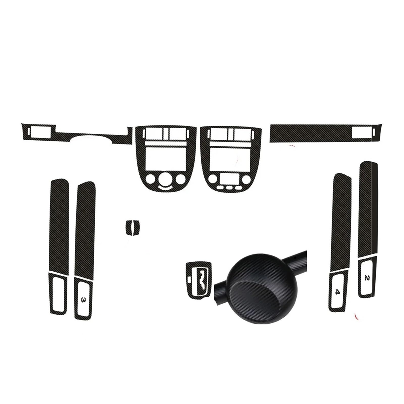 QBKGMEWCA Central Control Panel Handle Stickers Interior Decals Car Styling Accessories Compatible for Lacetti 2004-2012 Carbon Fiber(Type2,LHD)