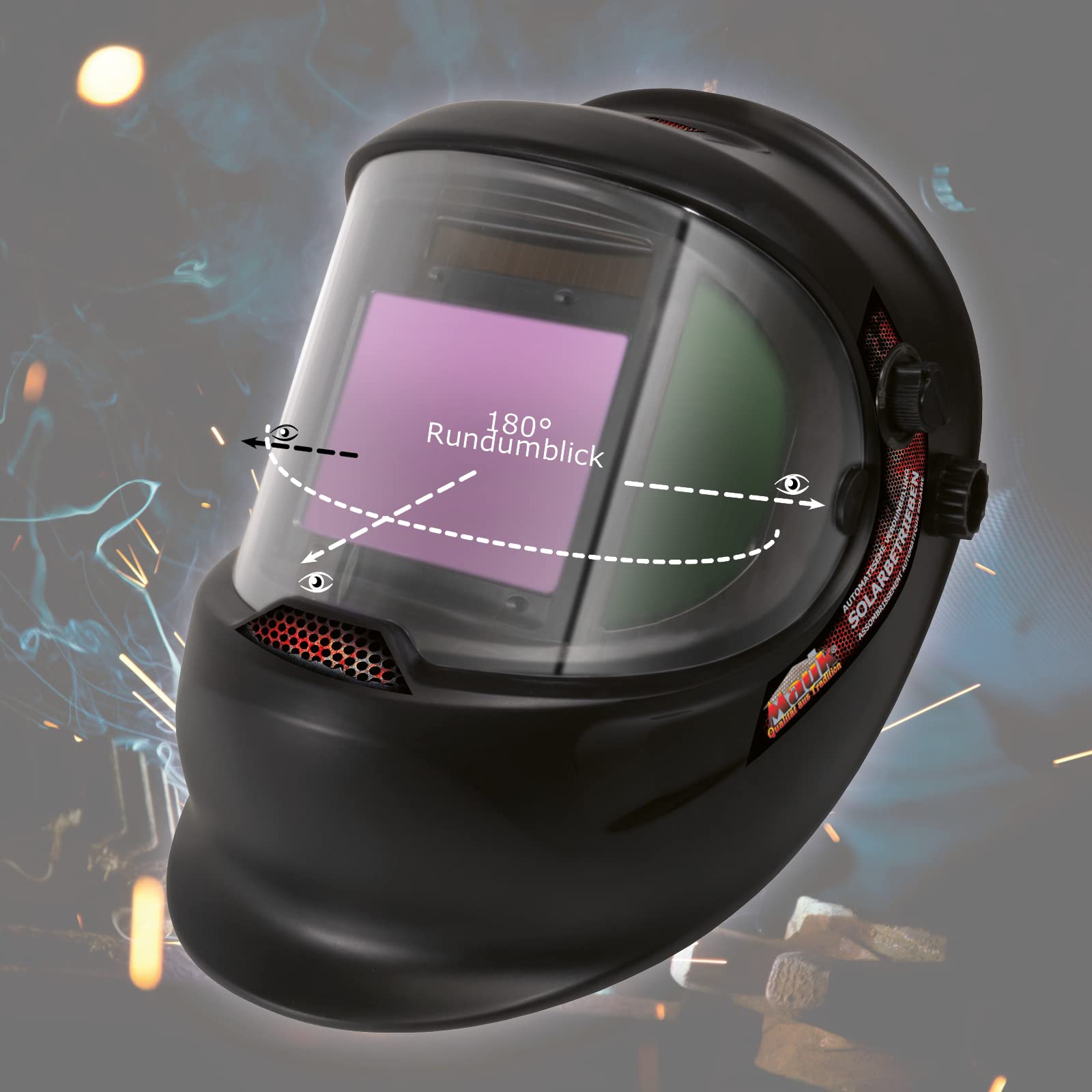 Mauk Automatik Schweißhelm mit Sichtfelderweiterung 180°