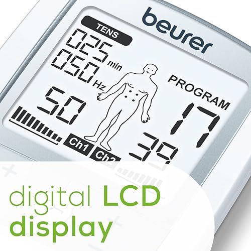 Miniatura 9 de Beurer Estimulador muscular EM44 TENS con 50 niveles de intensidad para aliviar el dolor muscular estimulador muscular EM44 incluye 4 almohadillas