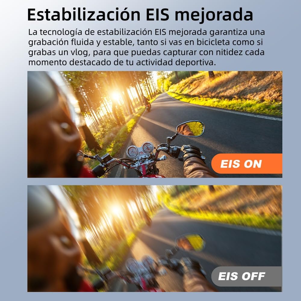 MEIION kersens Camara accion Doble Pantalla Tarjeta de Memoria de 32 GB, 48MP WiFi, 170° Gran Angular Full HD EIS, 30m Impermeable para Bicicleta, Buceo y Moto