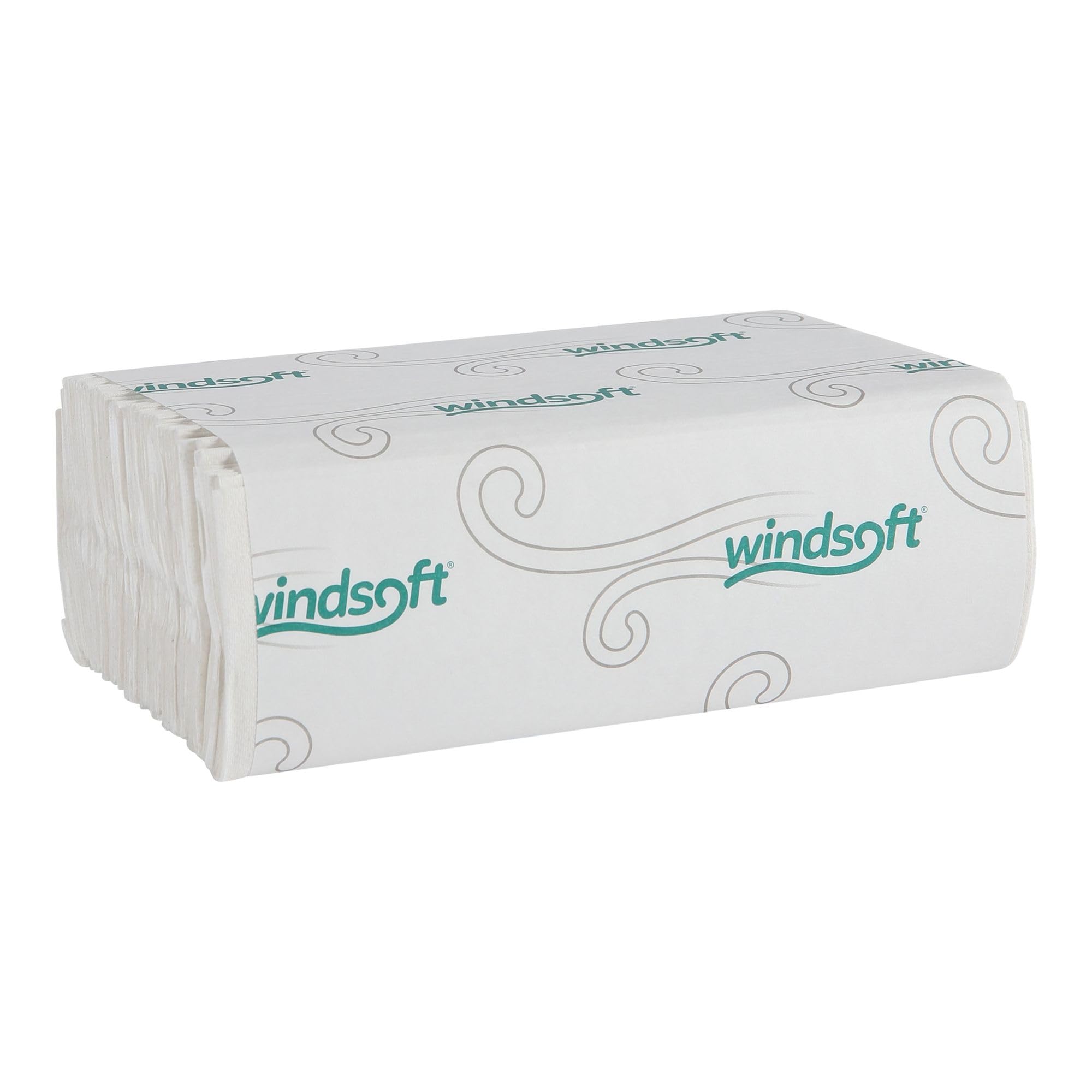 Windsoft C Fold Disposable Bathroom Paper Towels, 2,400 Recycled White Hand Towels, 200 Towels Per Pack, 12 Packs Per Carton, 13.25"x10.2", Embossed