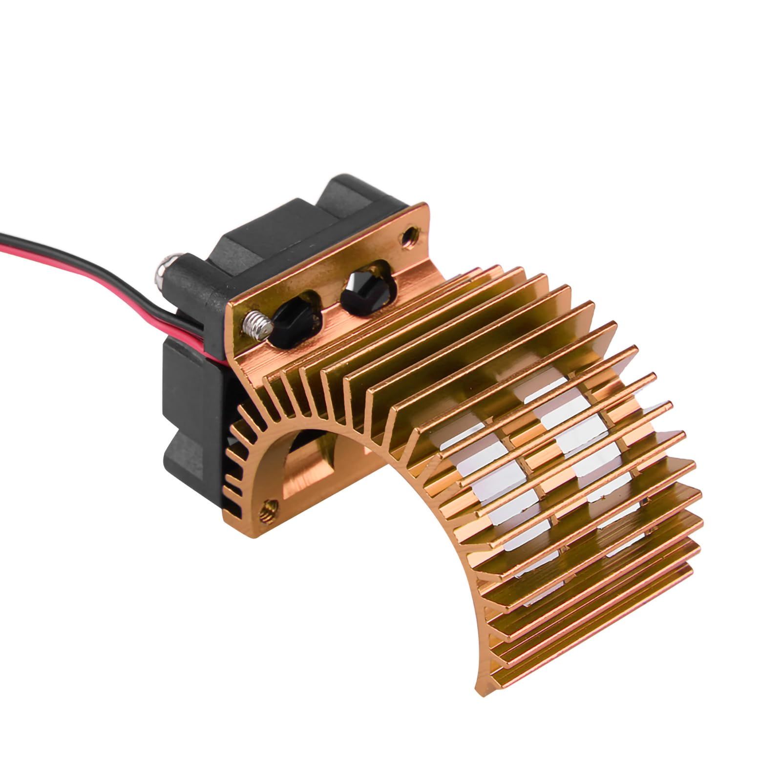 4 Colors Heat Sink with Fan, Aluminum Alloy + Plastic Motor Heat Sink, for HSP/Redcat Scale Electric RC Car RC Car (Gold)
