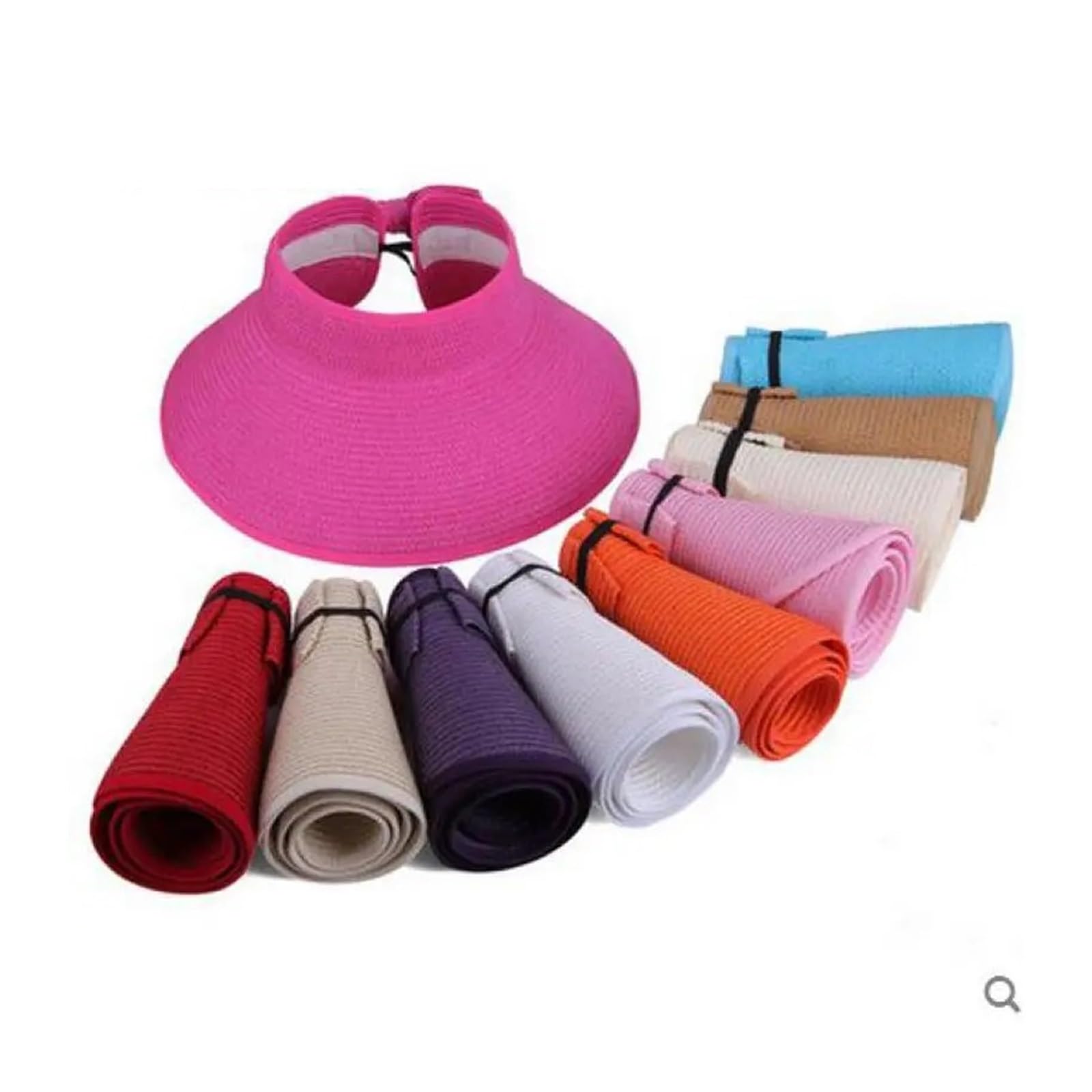 Visiera di Paglia Pieghevole da Donna - Cappello Sole a Tesa Larga for Abbigliamento Spiaggia e all'aperto