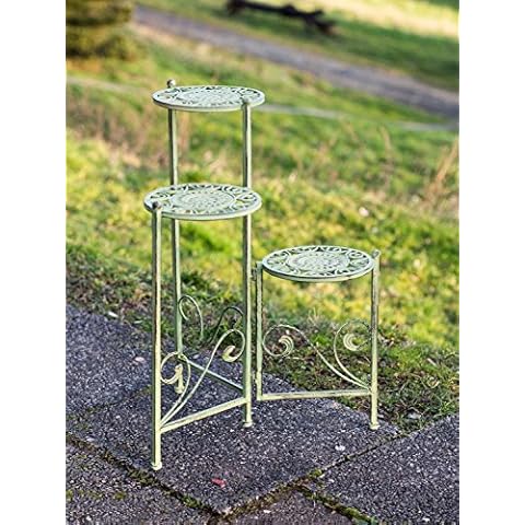 aubaho 3-Stufig Blumenbank Nostalgie Blumentreppe Pflanztreppe Eisen grün antik Stil Cover