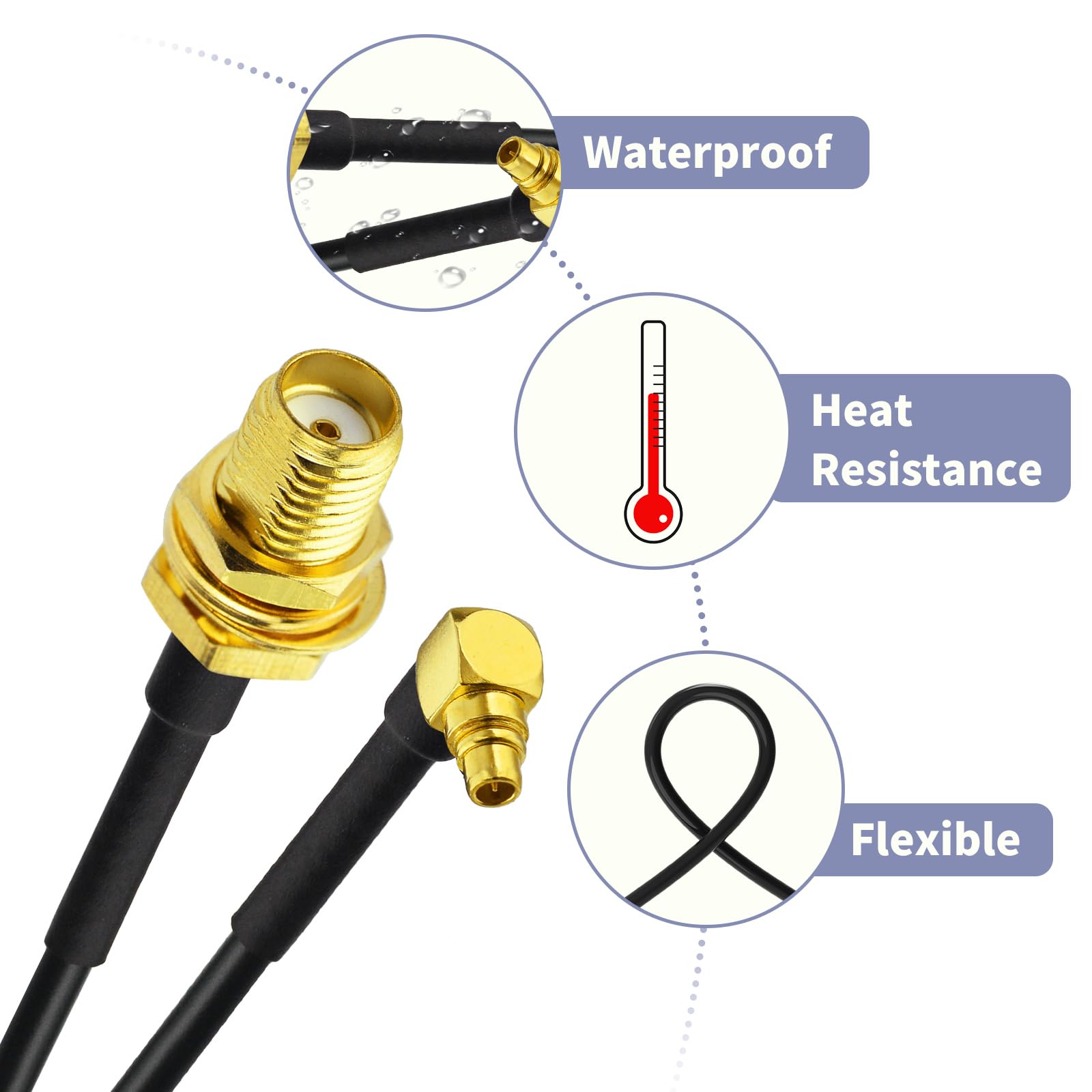 Superbat MMCX SMA 10 cm MMCX męski kątowy na SMA żeński kabel przedłużający antenę koncentryczną RG174 do Wi-Fi, sieci WLAN, sieci bezprzewodowej itp. (2 sztuki)