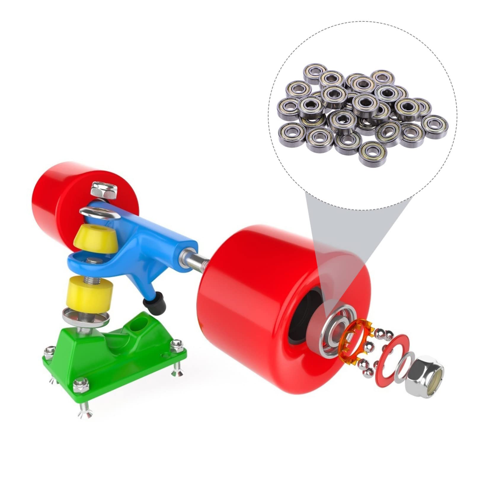Happyyami Cuscinetto Ruota Ruote per Pattini A Rotelle Pneumatico Solido Scooter Skate Roller Accessori per Cuscinetti Accessori per Pattini Acciaio Inossidabile Silver
