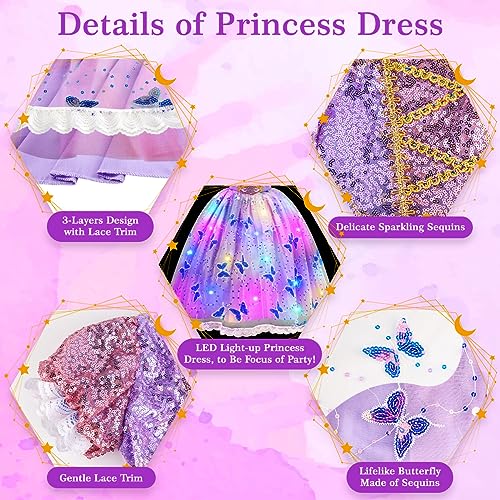 image for Meland Princess Dresses for Girls - Light Up Princess Costume for Litt