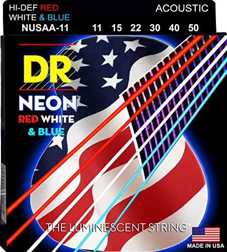Dr Cordes Nusaa11 11–50 Medium Lite Lot fabriqué à la main Neon Drapeau USA revêtu Cordes acoustique - Les Beatles, Paul McCartney, John Lennon, RIngo Starr, George Harrison Dr Cordes Nusaa11 11–50 Medium Lite Lot fabriqué à la main Neon Drapeau USA revêtu Cordes acoustique