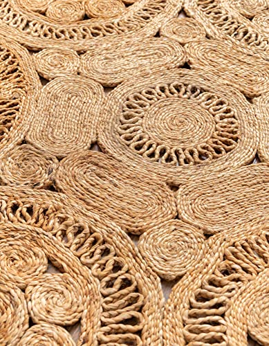 Tapete decorativo redondo de yute Natural 2'2" miniatura 5