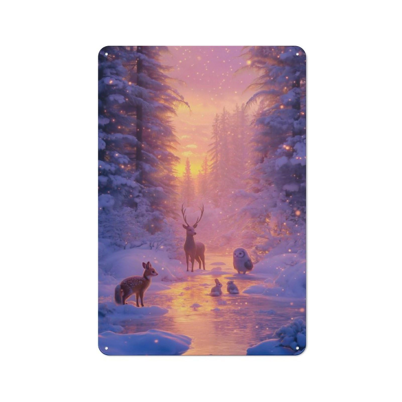 Junmoney Winter Wonderland 30X20cm Vintage Metal Plaque With For Garage Or Workshop, A Christmas Gift For People Styling Garage And Workshop