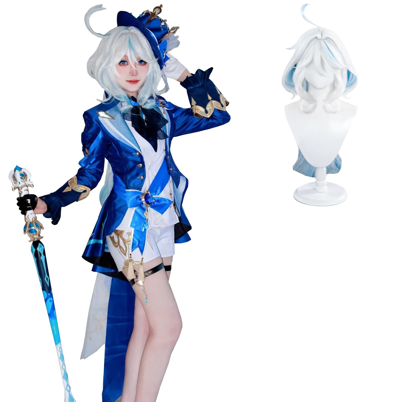 CR ROLECOS Genshin Impact Focalors Cosplay Costume Furina Cosplay Outfit for Halloween Christmas Party with Wig XXL โ image 1