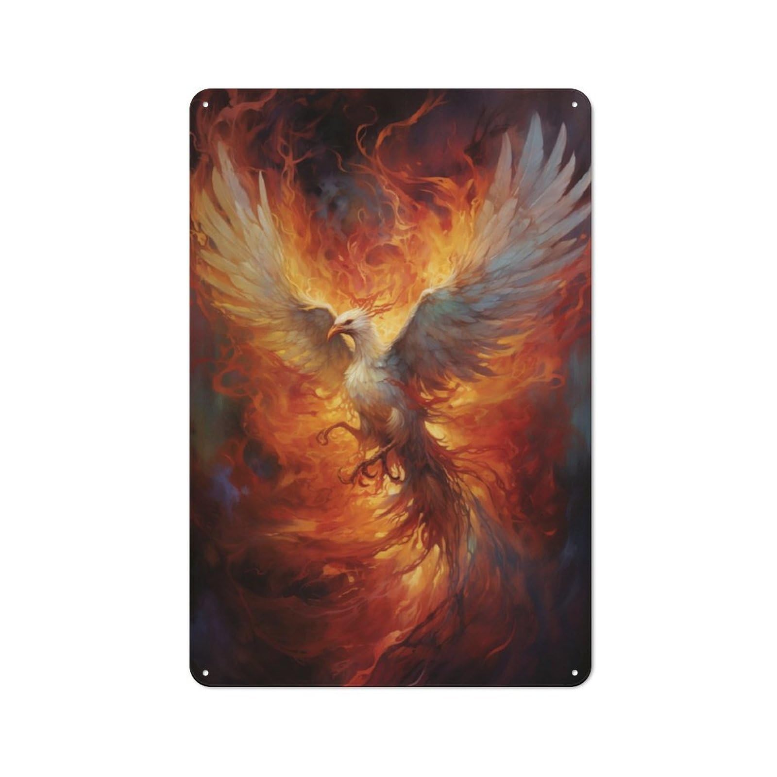 Junmoney Mystical Phoenix Bird Vintage Tin Sign 30X20cm With For Guest Room Or Hallway, Suited To Wall Displays In Guest Rooms And Hallways