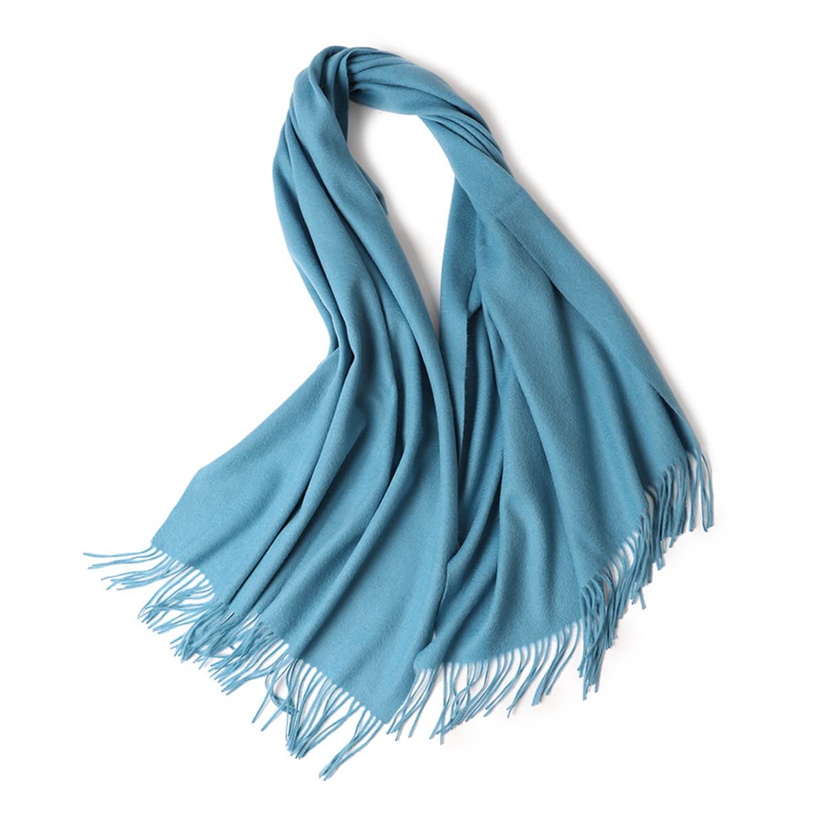 YUONNY Bufanda Chales de Lana con Borlas para Mujer, Estola Pashmina de Gran Suave y Color Sólido, Pañuelo Invierno Cálida Manta Bufanda, Bufanda de Mantón con Flecos para Noche Boda F20 One