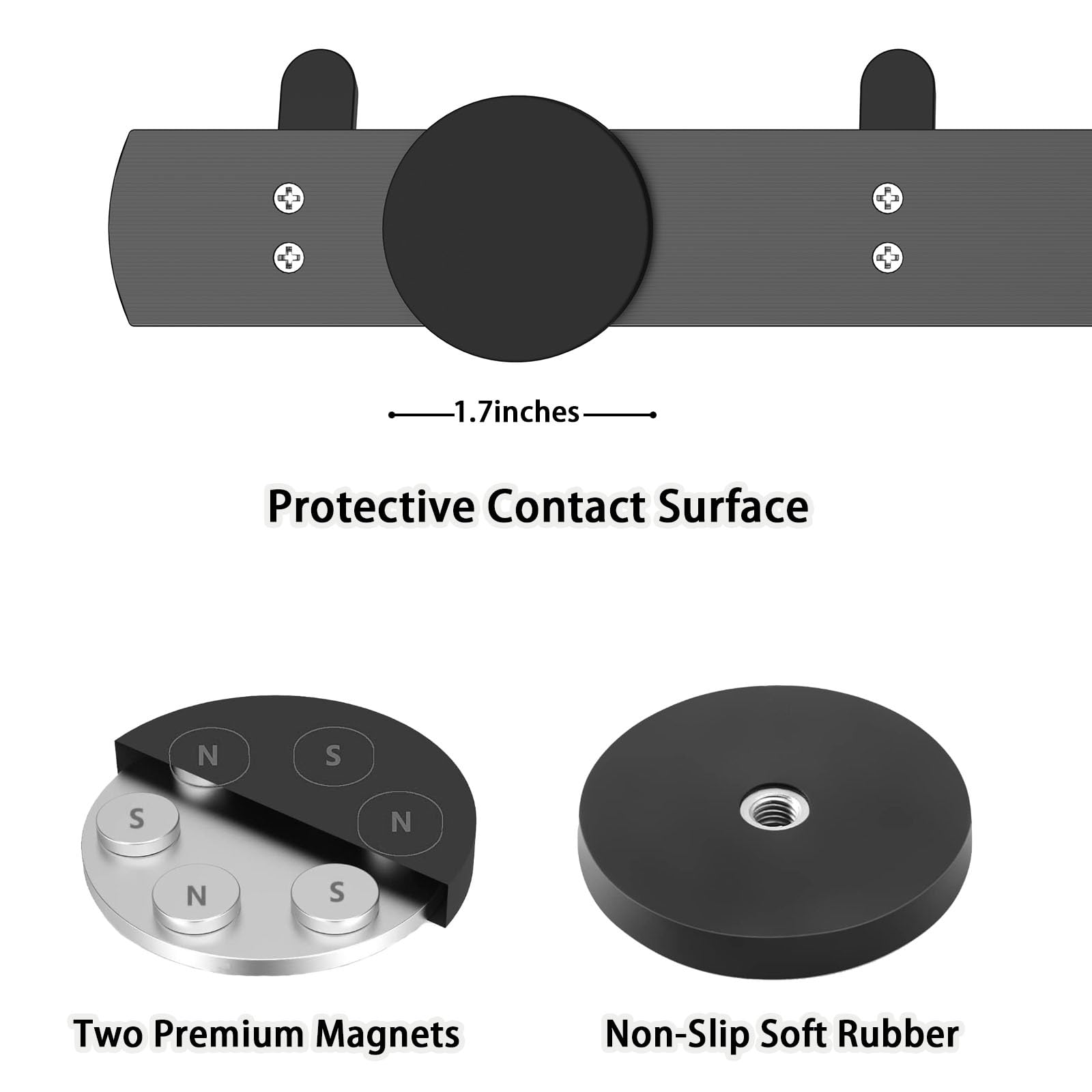 Sumlache Strong Magnetic Coat Hooks-4 Hooks Matte Black Magnetic Hanger Holder-Heavy Duty Magnetic Rack for Hanging Coat Bag - Image 3