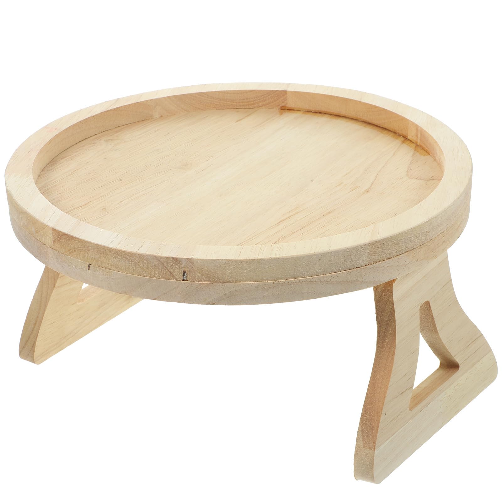 Mesa auxiliar de madera plegable para sofá bandeja redonda multifunción