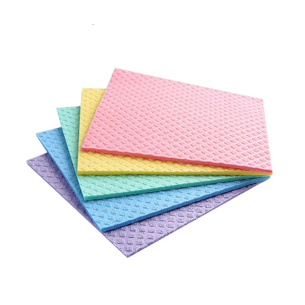 Reusable Cleaning Cellulose Sponge Cloths Absorbent Wipes Clean Kitchen Car Dish Eco-Friendly Dishcloth Hand Towel Auto - 1pack (5pcs)