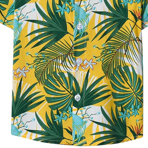 Boys Lapel Tropical Botanical Print Single Breasted Cardigan Beach Shirt Thermal Long Sleeve Boys (I, 9-12 Months)4