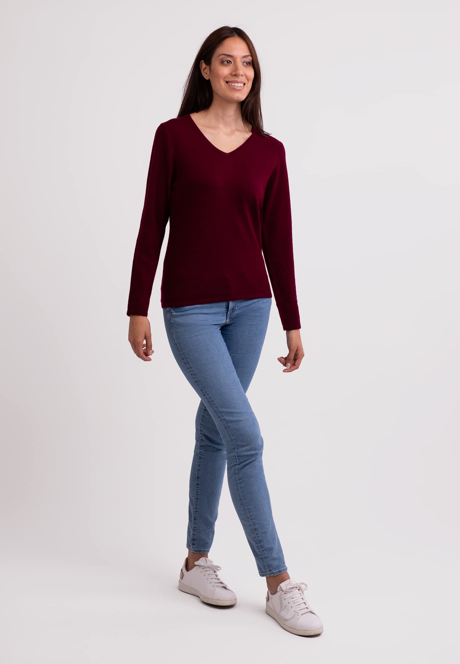100% Kaschmir Damen Pullover | Sweater V-Ausschnitt 2-fädig