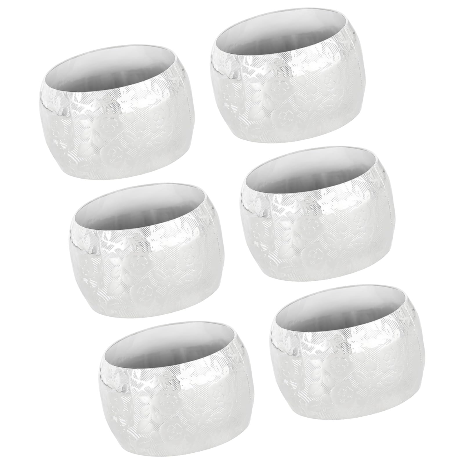 Of 6 Modern Raised Floral Pattern Napkin Clip Metal Serviette Rings for Weddings Parties and Everyday Use Creative Napkin Holders