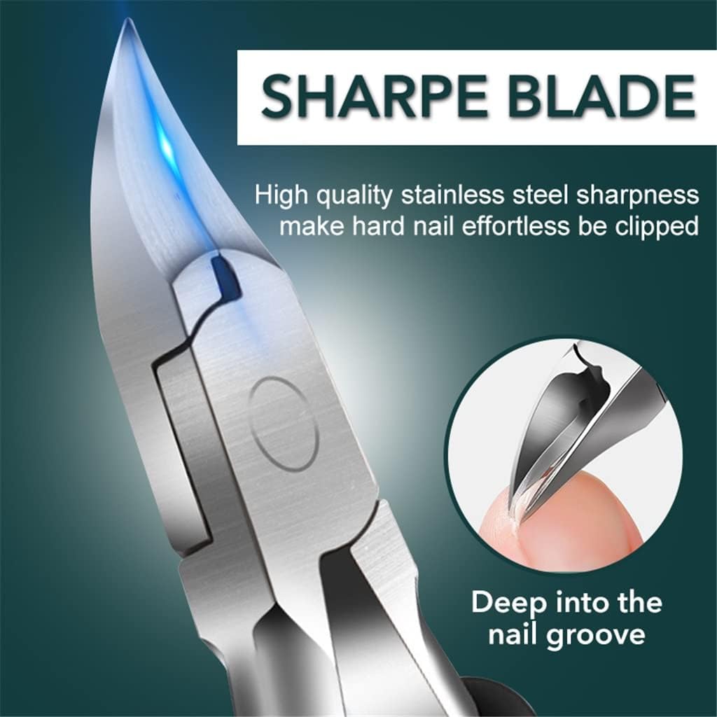 Toenail Nail Clippers Cutters Stainless Steel Pedicure Manicure Tools Professional Thick Ingrown Correction Tool(Gray)