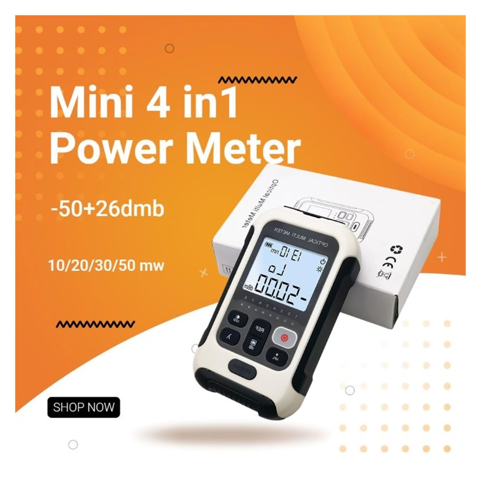 Testeur de fibre optique, Mini compteur de puissance à fibre optique multifonction 4 en 1, -50 + 26dmb 10/20/30/50 Mw localisateur de défaut visuel, test de câble d'outil réseau(10mw)