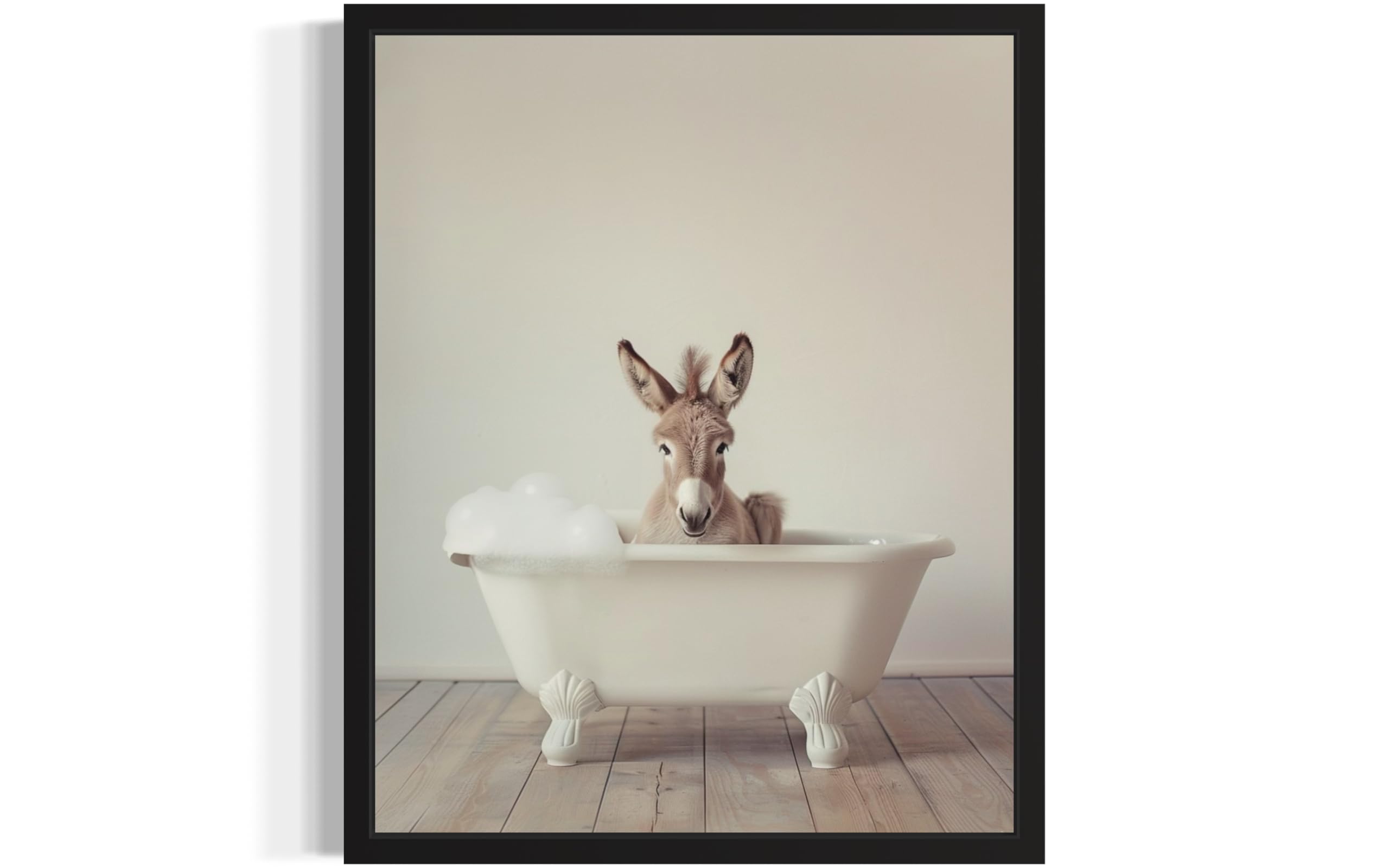 Donkey in Bathtub Wall Art Print Poster, Bathroom Decor Posters Prints for Restroom Home Picture Painting Artwork Gallery 1 (Donkey, 8 x 10 inches,