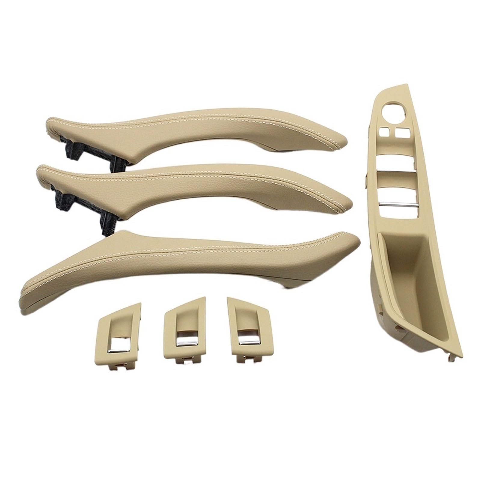OEXRIGRU Car Interior Door Handles for BMW 5 Series F10 F11 F18 520 523 525 528 530 2010-2017 RHD Car Interior Door Handle Assembly 7PCS Set(Model A Beige)