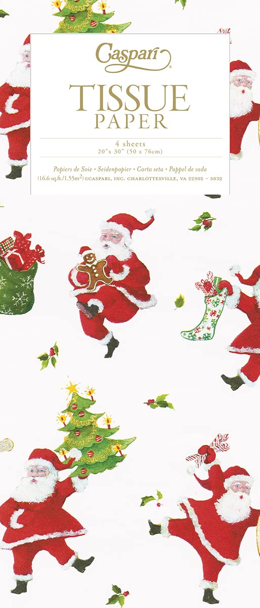 CaspariDancing Santas by Robert Dohar Christmas Tissue Wrap 4 sheets of 70 x 50 cm luxury tissue wrapping paper