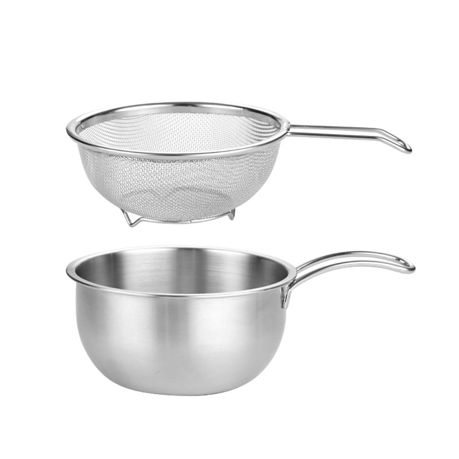 Mekalero Multicolor Colander Food Strainer Stainless Steel Mixing Bowl Draining Basket Set With Handle For Kitchen Cooking Fruit Washing Vegetable Stainless Steel Vegetable Strainer