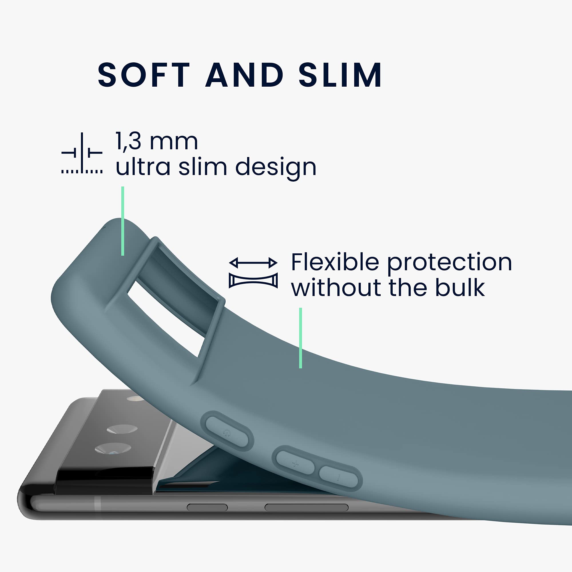 kwmobile Case for Google Pixel 6 Case - Soft Cover - Shockproof TPU Material - Wireless Charging - Arctic Night - Image 2
