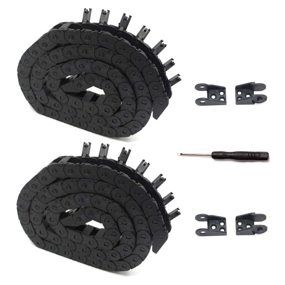 Lot de 2 chaînes de remorquage R18 pour imprimante 3D et machines CNC 10 x 11 mm Longueur 1 m Noir
