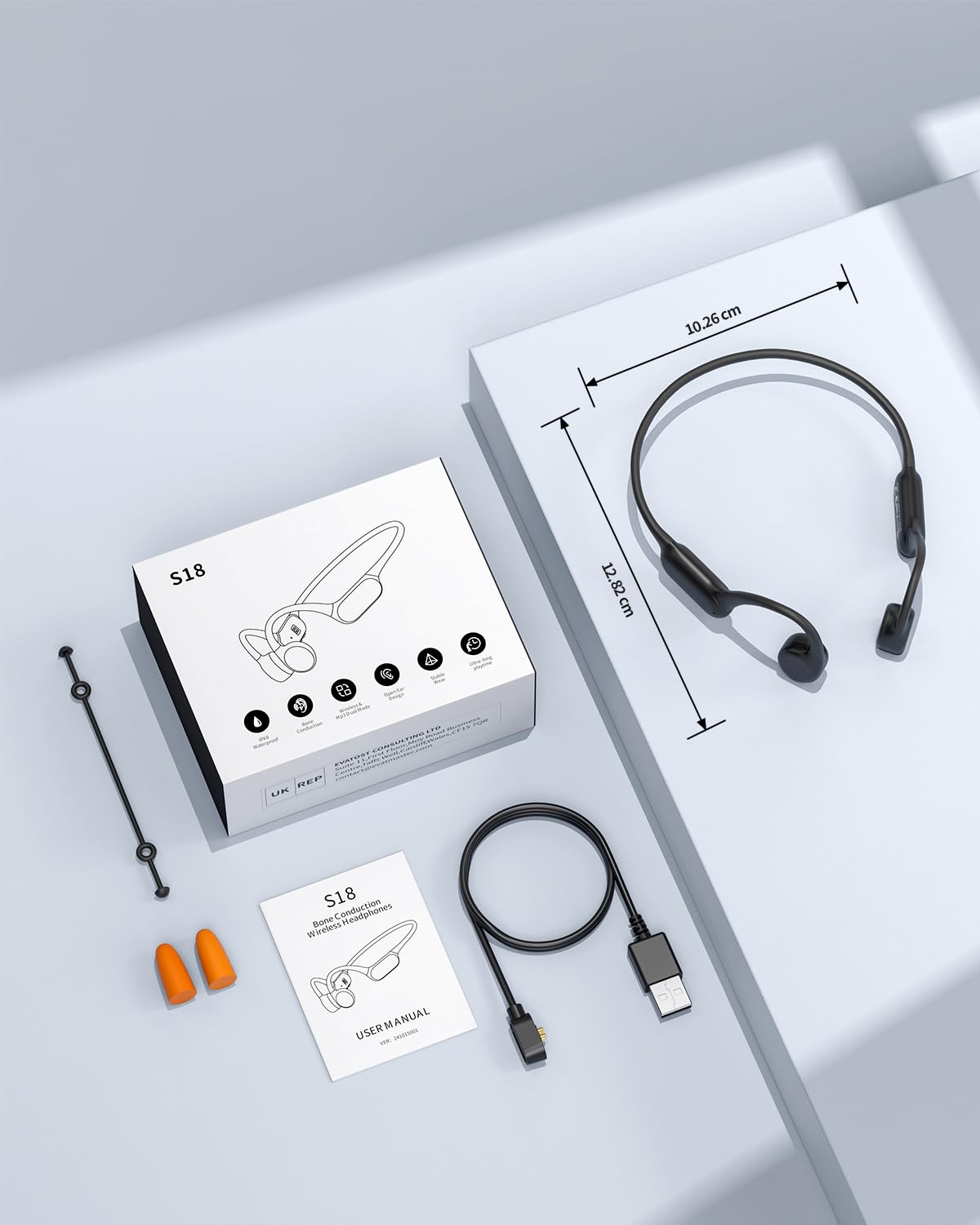 Knochenschall Kopfhörer Schwimmen Bluetooth 6.0, 32GB Speicher | IPX8 Wasserdichter Kopfhörer mit MP3-Player, 10H Laufzeit, Offene Sportkopfhörer für Schwimmen / Fitness / Laufen / Radfahren
