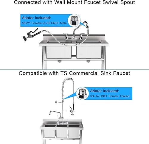 Miniatura 7 de Válvula de pulverización con manguera de preenjuague de 38 pulgadas, manguera flexible de acero inoxidable con cabezal de boquilla rociadora, kit de