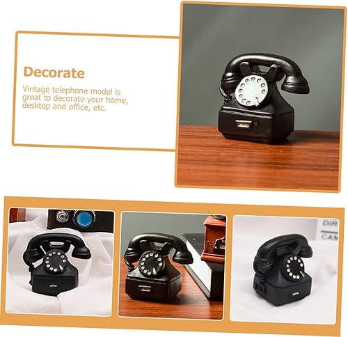 Miniatura 9 de HOMSFOU 2 unids Retro Dial Teléfono Vintage Rotary Teléfono Vintage Dial Teléfono Retro Teléfono Teléfono Rotatorio Teléfono Celular Resina