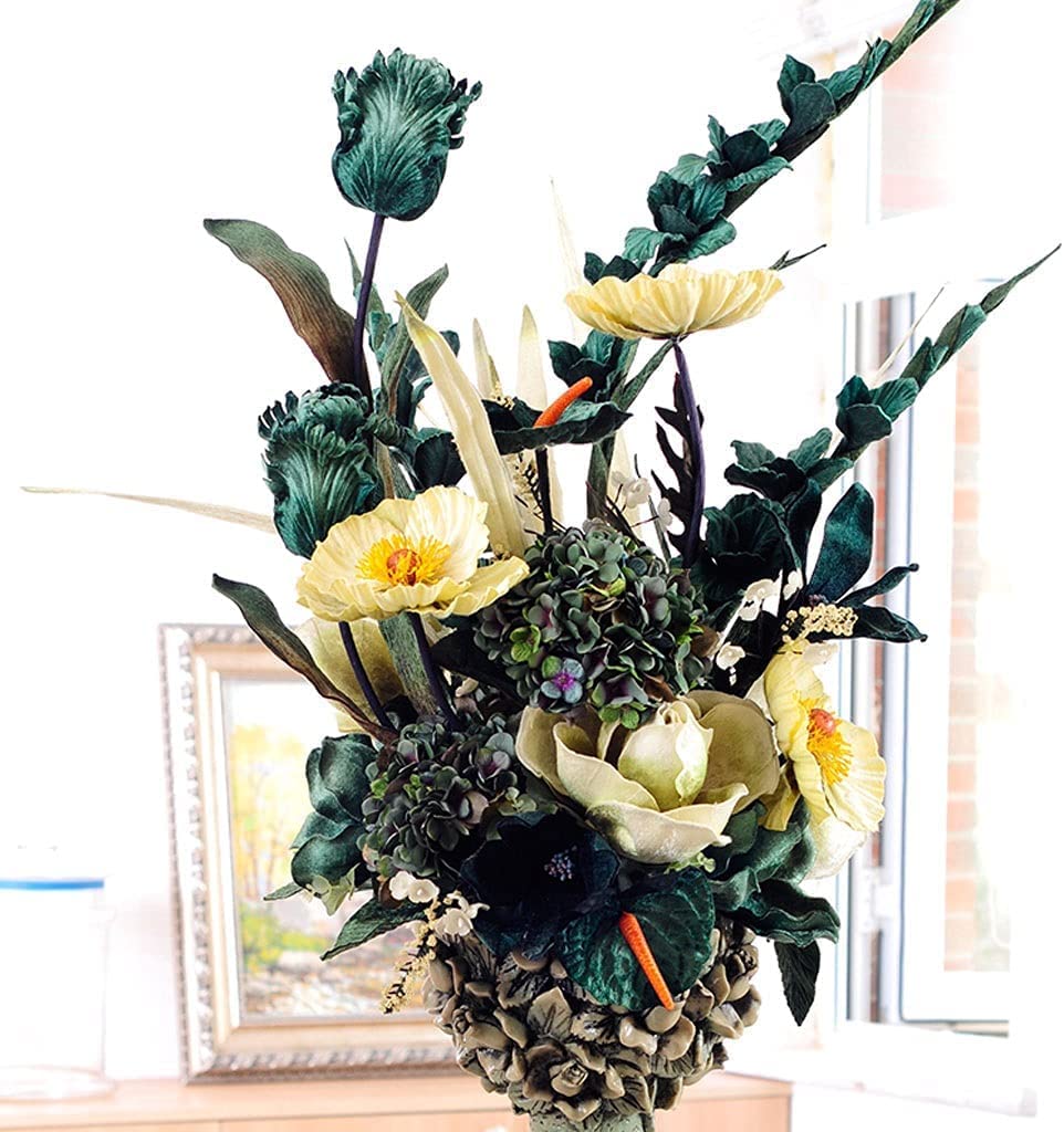 Flor artificial artística con jarrón de resina, flores de plástico para centros de mesa de boda, eventos, regalo de cumpleaños, arreglo de flores falsas flores falsas