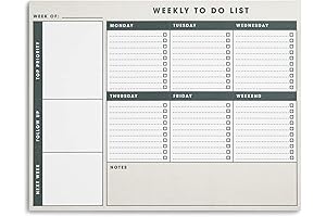 Weekly Task Management Desk to Do List Pad, 8.5 x 11 inches