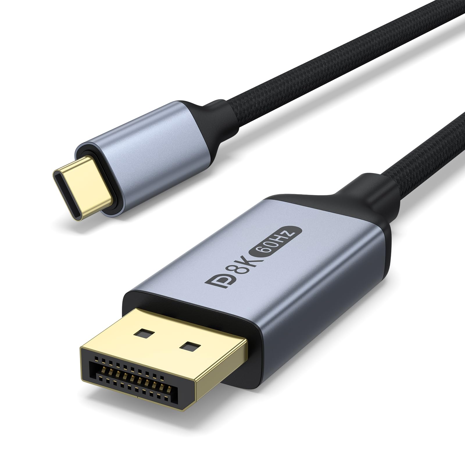 Mugust Kabel USB C na DisplayPort 1.4, 8K, 60 Hz, 30 Hz, 4K, 240 Hz, 144 Hz, HDR, VRR, Thunderbolt 4, 3, DP1.4, kabel kompatybilny z iPhone 17 MacBook Pro Air M2 Mac mini M4 iPad Pro Air 5 Surface Pro